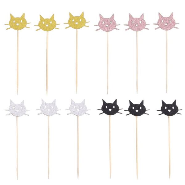 

other festive & party supplies 48pcs lovely cat cake ers glittering stars picks cupcake decor for wedding birthday festival (golden+sil