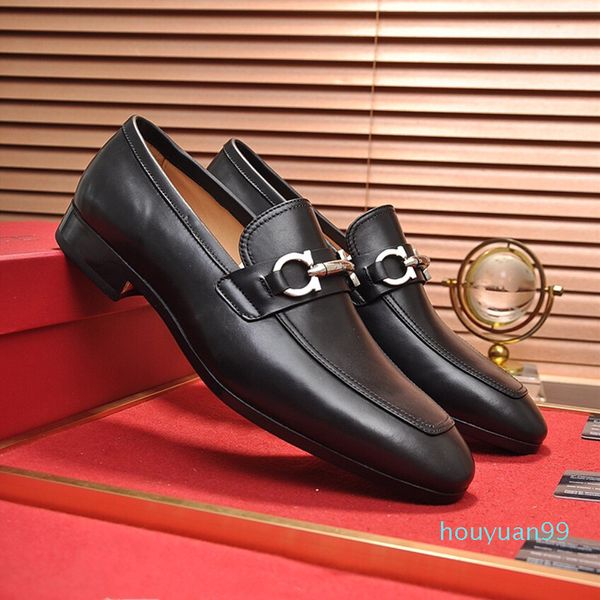 

2021 formal dress shoes for gentle designers men black genuine leather shoes pointed toe mens business oxfords casual shoes