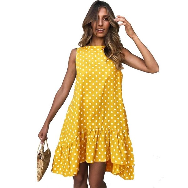 

sleeveless of the women mini polka dot loosely plied with summer party es 5u21, Black;gray