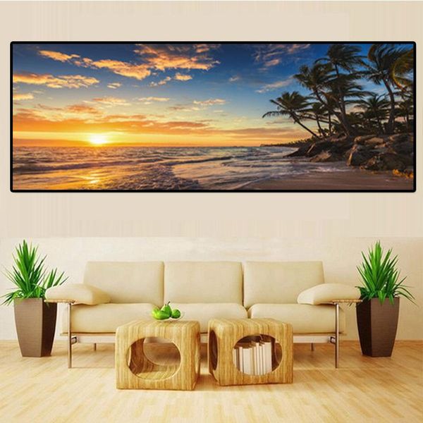 Altre decorazioni per la casa Tramonti Mare naturale Spiaggia Palme da cocco Panorama Paesaggio Cuadros Tela Pittura Poster Stampe Wall Art Picture For