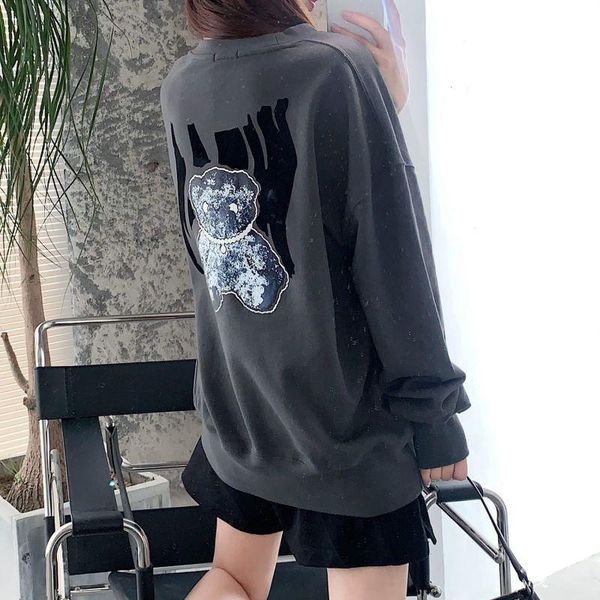 

men's hoodies & sweatshirts hip hop brand we11done letter bear reflection print oversized hoodie y2k clothing women's sweatshirt w, Black