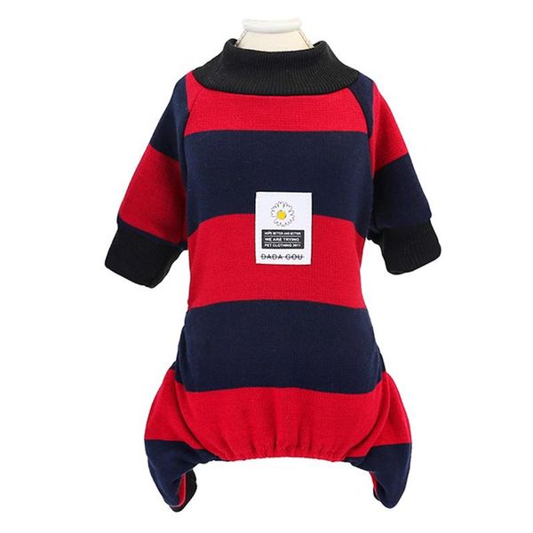 

pet dog jumpsuits puppy winter warm stripe clothes four legs for autumn and clothing apparel
