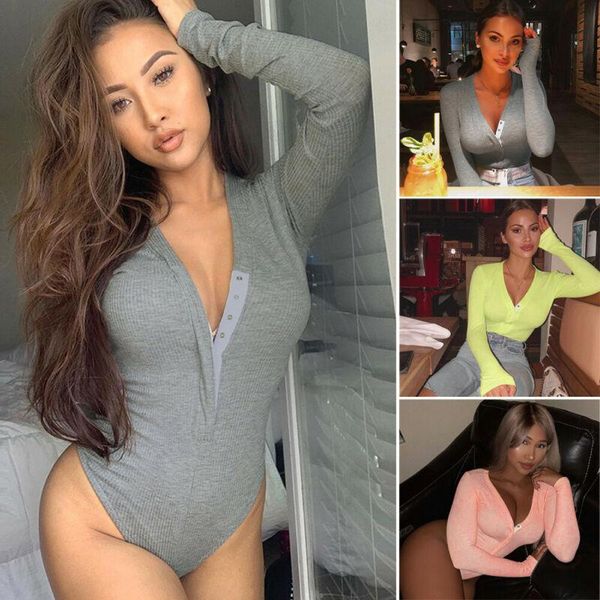 

women's blouses & shirts romper women bodysuit long sleeve 2021 spring solid jumpsuits club wear o-neck bottoming shirt clothings, White