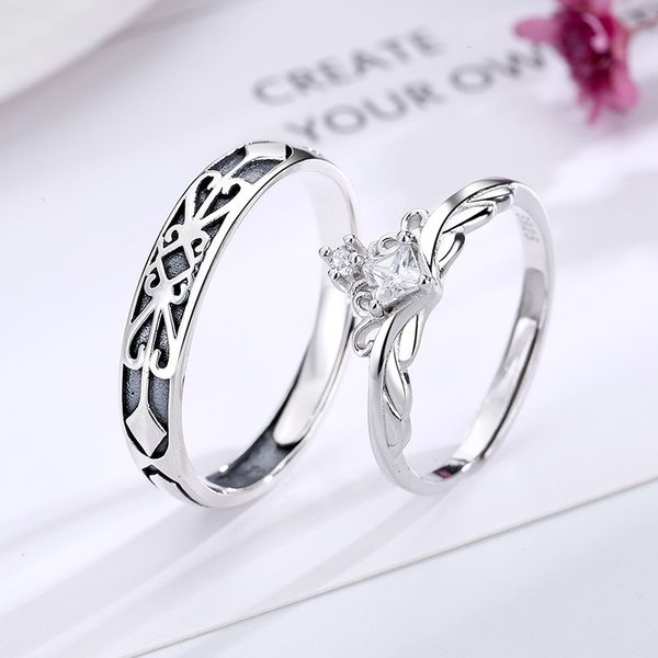 

princs knight couple sterling sier s925 a pair of men and women dign ring commemorative gift, Silver