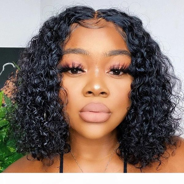 

curly full lace wigs for women malaysian bob lace wigs pre plucked human hair wigs bleached knots 150%, Black;brown