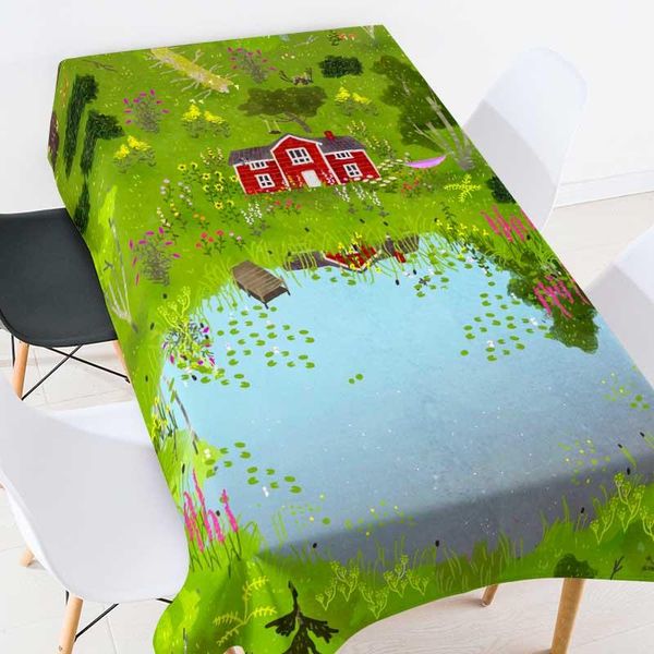 

table cloth pastoral cartoon flower waterproof dustproof tablecloth party tables clothes landscape coffee for living room mat