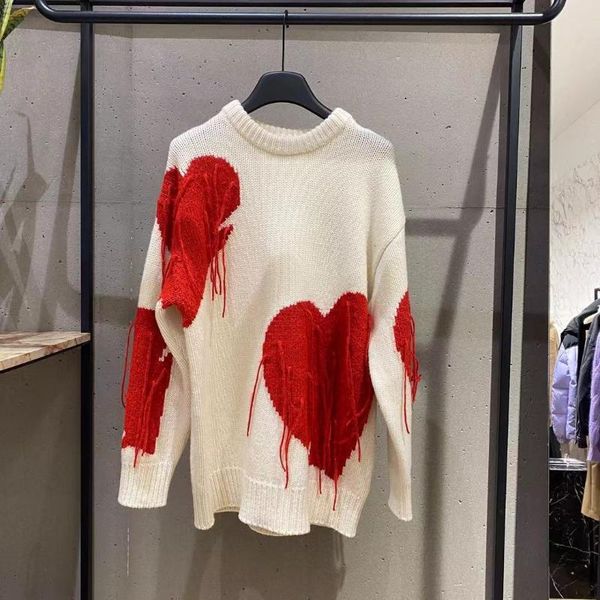 

20 winter new yangmi same leisure love jacquard tassel sweater mbo4swt034, White;black