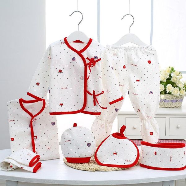 

clothing sets four seasons 7 piece born baby boys girls set cotton for infant suit outfits pants clothes, White