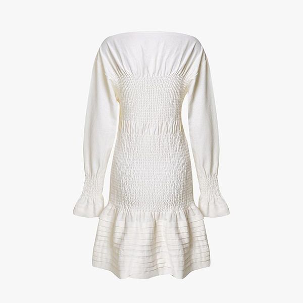 

casual dresses white minimalist dress for women slash neck flare long sleeve high waist mini elegant female spring fashion, Black;gray