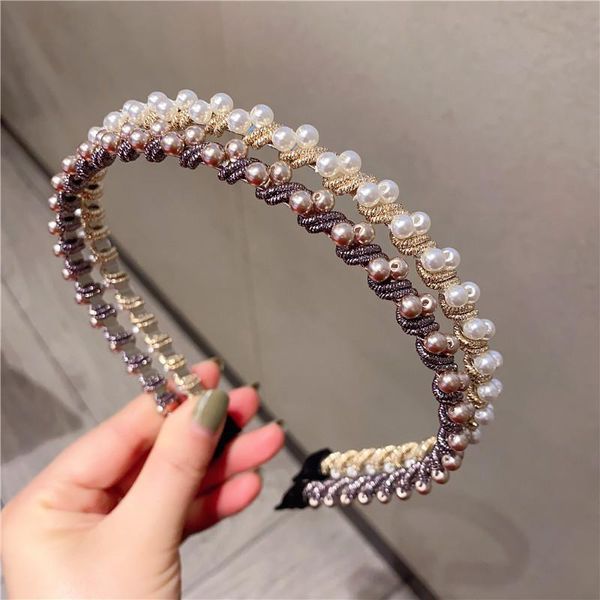 

hair clips & barrettes designer beaded pearl chain hairbands rhinestone vintage girls accessories luxury jewelry lady headband headdress for, Golden;silver