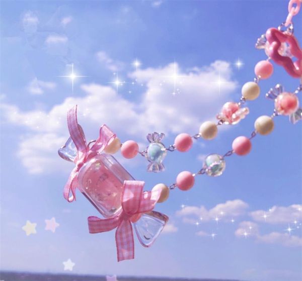 

handmade lolita jewelry accessories cute candy lollipop bowknot pendant necklace d504, Golden;silver