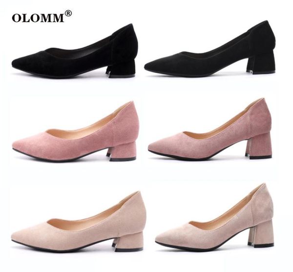 

dress shoes spring work women black heel single pointed thick suede