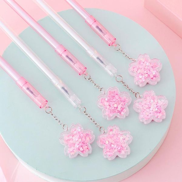 

gel pens cherry sequins pendant pen cute sakura 0.38 mm black ink signature office school writing supplies stationery gift