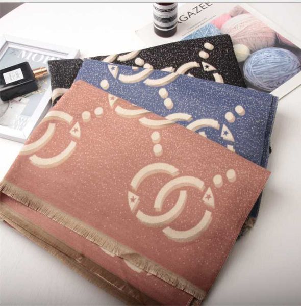 

hats, scarves & gloves sets 190*65cm autumn and winter korean letter scarf female cashmere retro shawl double-sided gradient long, Blue;gray