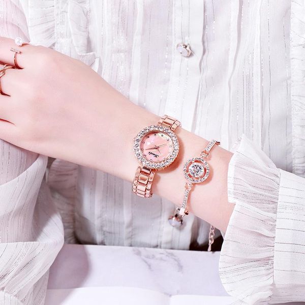 

wristwatches ladies watch set, quartz bracelet with magnetic clasp, rhinestones, luxury, 5 pieces/set2021, Slivery;brown