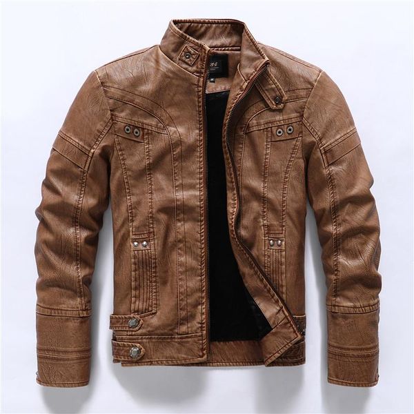 

men's fur & faux arrive leather motorcycle jacket men pu good quality casual stand collar long sleeve jackets coats, Black