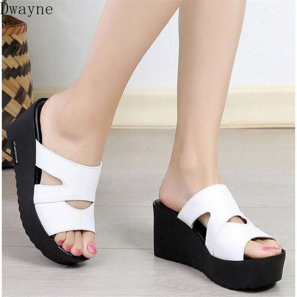 

slippers 2021 soft face female wedge with thick bottom comfortable muffin, Black