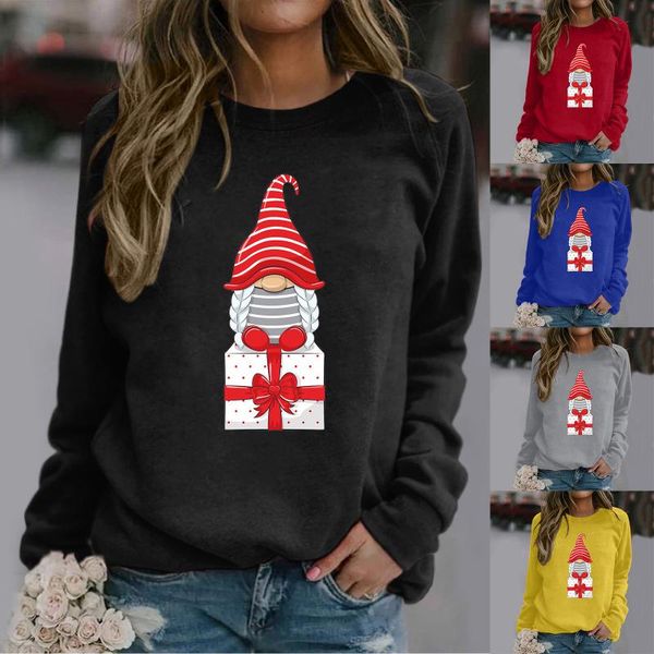 

women's hoodies & sweatshirts sweatshirt merry christmas fashion print long-sleeved hooded casual blouse pullover sudaderas, Black