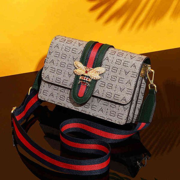 

evening bags bag high sense 2022 trendy ins single shoulder msenger bag contrast color wide shoulder strap women's printed small square