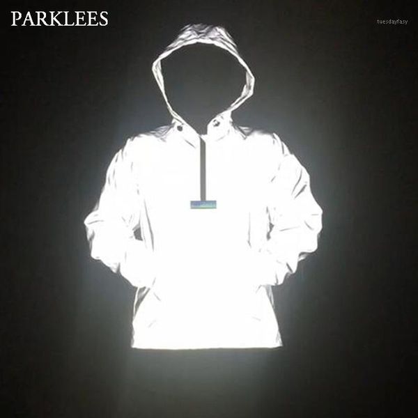 

men's jackets full reflective jacket men light hooded mens and coats casual hip hop harajuku streetwear night sporting windbreaker xxl1, Black;brown