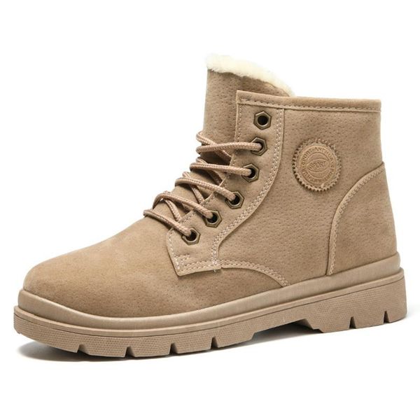 

boots women winter flock ankle warm plush lace-up black snow booties female footwear