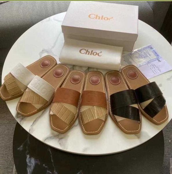 

6887 women woody mules slippers designer canvas cross woven sandals summer outdoor peep toe casual slipper letter stylist shoes zlh, Black