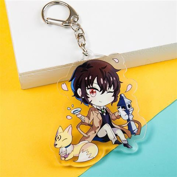 

Bungo Stray Dogs Keychain women cartoon Acrylic figure dazai osamu key ring Anime cute funny key chain pendant girls breloczek