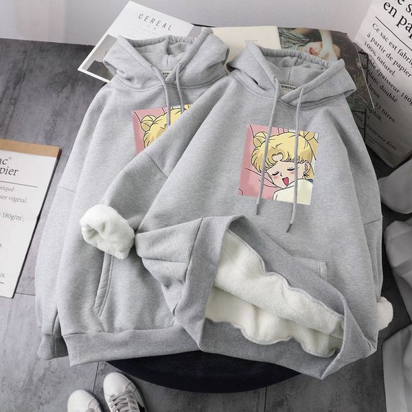 

2021 new biggorange winter plus veet harajuku hoodie women oversize sweatshirt kawaii clothes style casual pullovers 58x4, Black