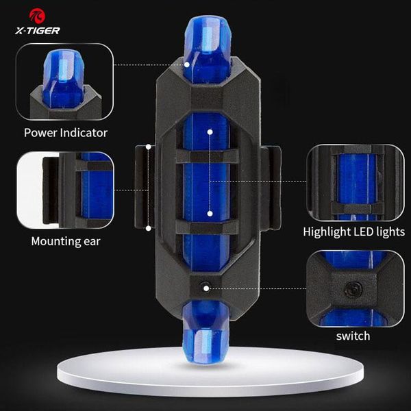 

bike lights x-tiger bicycle rear light accessories led safety warning cycling portable waterproof usb rechargeable taillight