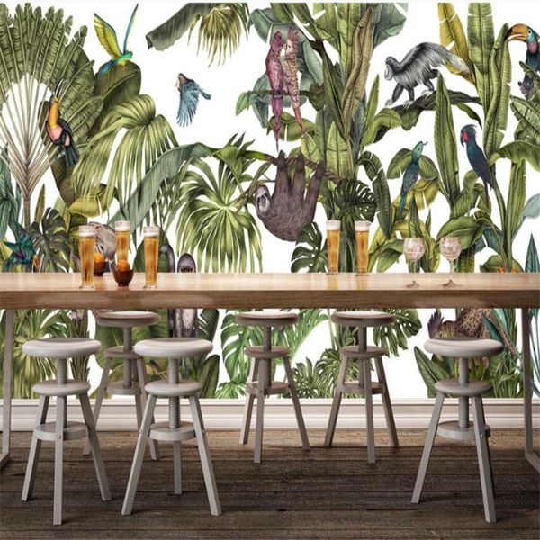 

wallpapers customized 3d wallpaper mural european retro nostalgic hand-painted rainforest plantain koala background wall decoration paintin