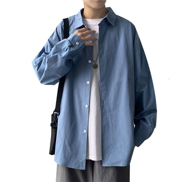 

new 2021 men's oversized anime shirts mens fashion cotton blouse 5xl oversize long sleeves shirt for men man clothing casual 6x7o, White;black