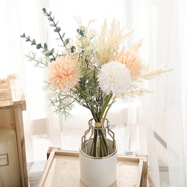 

decorative flowers & wreaths white artificial dandelion big bouquet autum silk plastic fake flower for home wedding decoration living room a