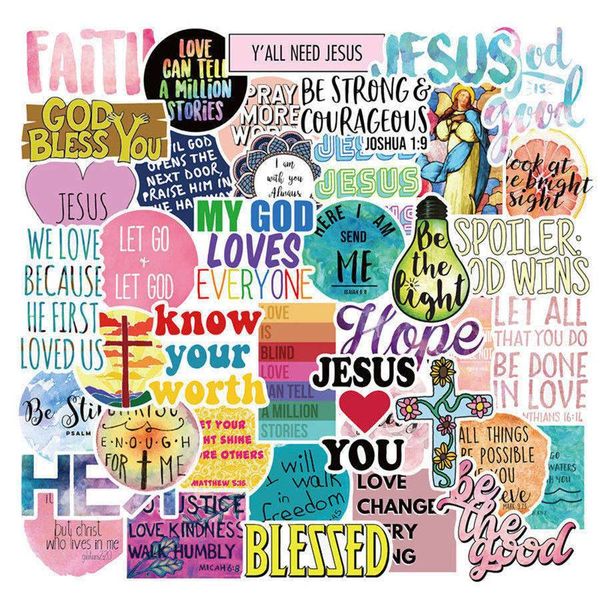 

fedex shipping wholesale 50pcs/pack jesus the god christian faith stickers vsco stickers car luggage helmet lapskateboard bottle decal