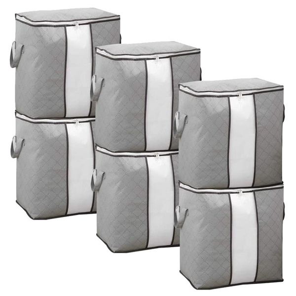

storage bags 6pcs 90l foldable extra large capacity bins with clear window,closet organizer great for clothes