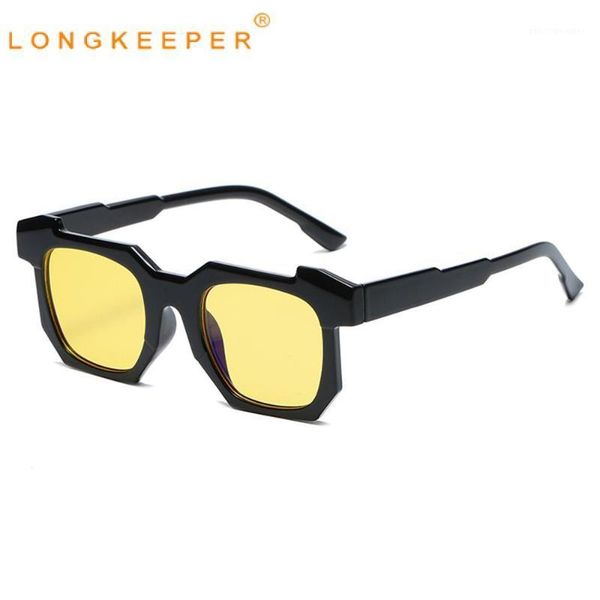 

sunglasses vintage fashion square women men designer irregular yellow lens sun glasses for female uv400 shades, White;black