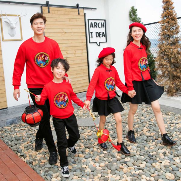 

2021 parent child autumn winter chine new year family mother daughter cashmere hanfu suit, Blue