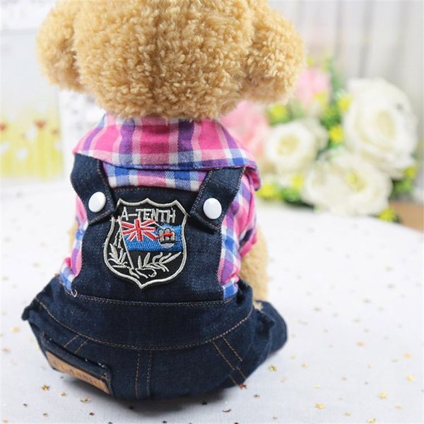 

casual pet dog sweater plaid stripe bear prints doggy and puppy denim clothes apparel 4 legs cat clothing college style 12gd e19