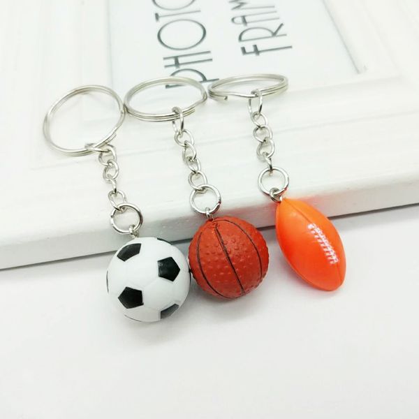 

2021 fashion keychain 2cm football basketball rugby key chain sports ball pendant creative gifts, Silver