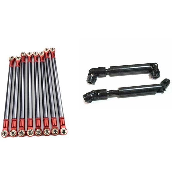 

2pcs steel cvd universal joint drive shaft for axial scx10 d90,90-115mm & 8pcs/lot alloy link rod 313mm wheelbase suit