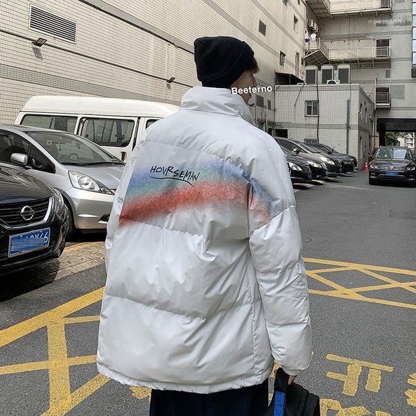 

men's down & parkas casual loose jacket men oversized korean style zipper thicken fashion long sleeve ropa hombre winter coat de50mmf1, Black