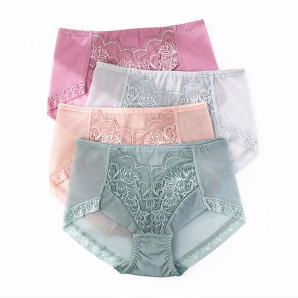 

women's panties women's lace and mesh material hight waist breifs seamless underpants sofe breathalbe female underwear, Black;pink