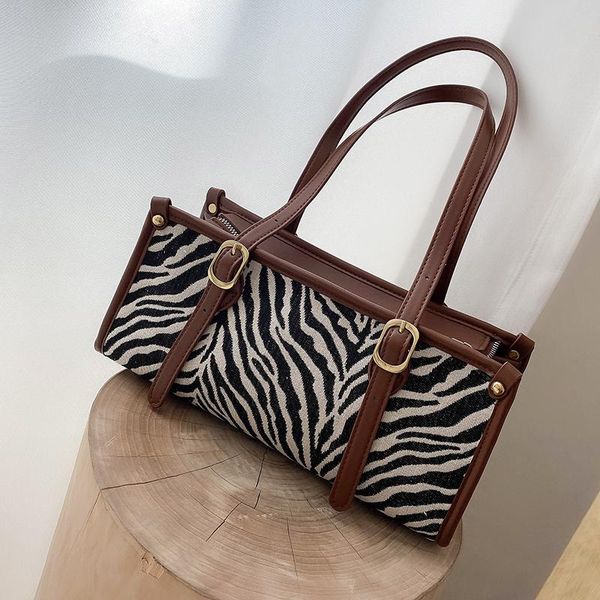 

shoulder bags niche design large-capacity handbags fashion canvas one-shoulder underarm bag zebra pattern square width: 30cm