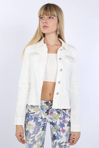 

women's jackets white shir detailed gemstone jacket, Black;brown