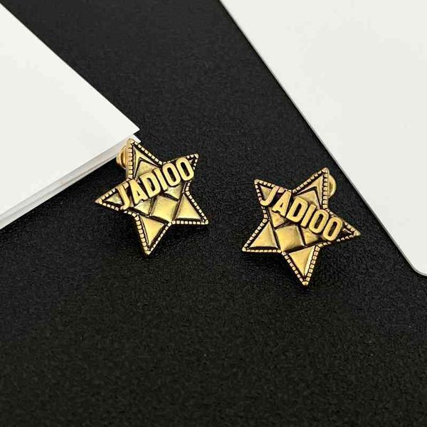 

2022 latest factory wholesale letter five pointed star earrings women's net red temperament s925 silver needle small and exquisite earr, Golden