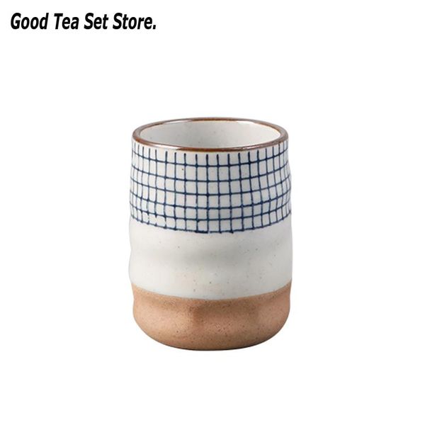 

cups & saucers ceramic cup japanese style grid teacup tea porcelain retro bowl drinkware home decor coffee mugs