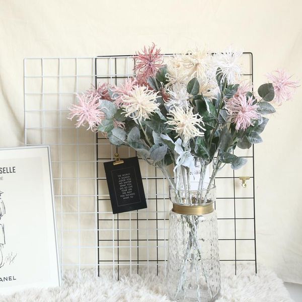 

decorative flowers & wreaths silk hyacinth flower flocking sea urchin long branch fake plastic for wedding decoration