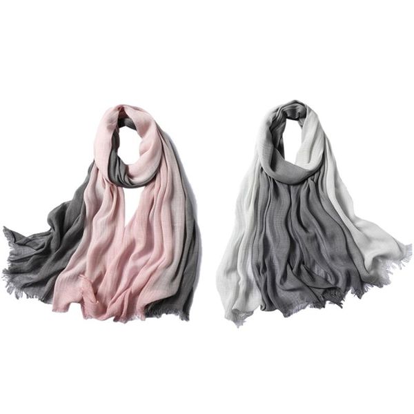 

scarves ladies scarf fashion patchwork shawl dual-purpose hijab neck female thin soft gradient color, Blue;gray