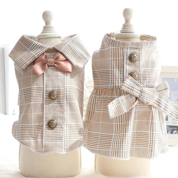 

dog apparel england shirts clothes plaid for dogs clothing pet outfits small summer breathable yorkies print khaki boy ropa para perro