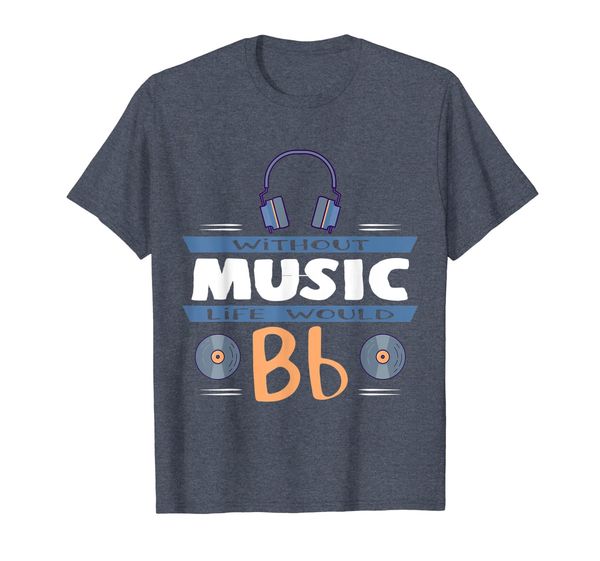 

without music life would be b flat reading music t-shirt, White;black