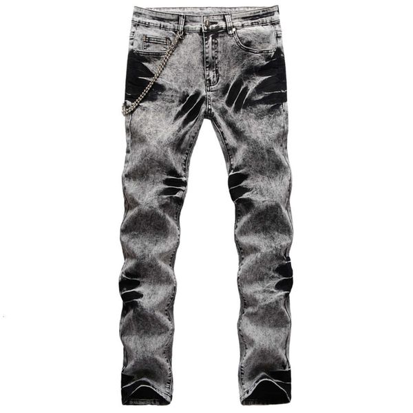 

unique mens stretch slim fit jeans fashion tie dye biker denim pants big size motocycle hip hop trousers for male 1076, Blue